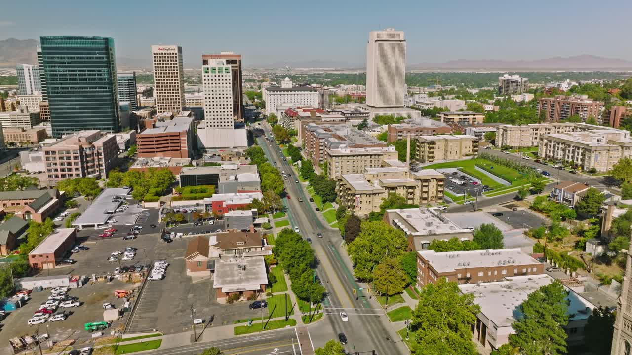Beautiful Aerial and Establishment Shot of The Cathedral of the Madeleine