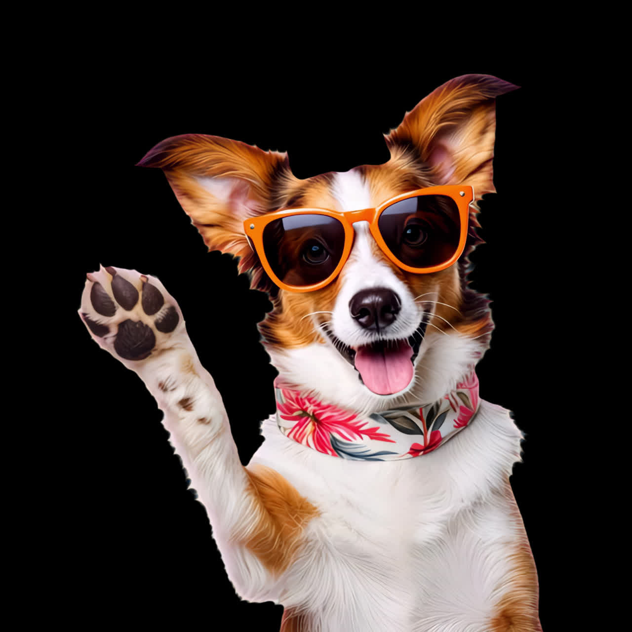 Dog with Sunglasses Waving