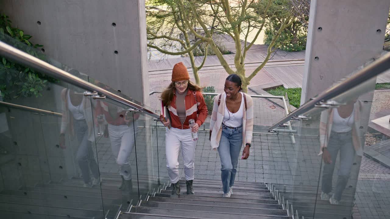 Students Walking on Stairs Outdoors