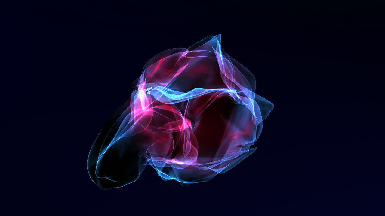 판타지와 미래의 파란색과 빨간색 연기가 검은색 경사에 있습니다.