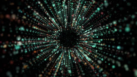 tunnel of cyberspace with particles and digital data. looped animation