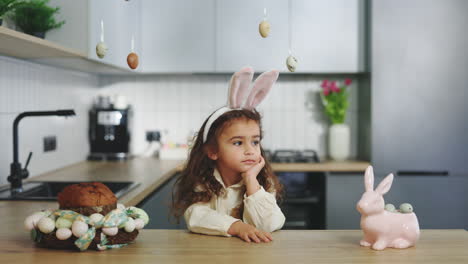 young girl in easter kitchen