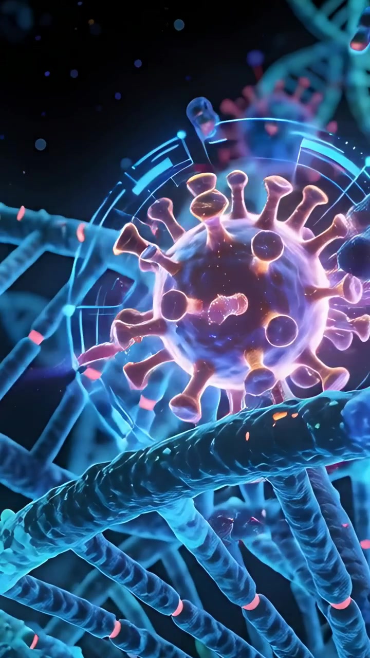 Vertikal video: Roterende HUD-målretning, virus trækker kapsler til pigge i nanofelt, DNA gløder