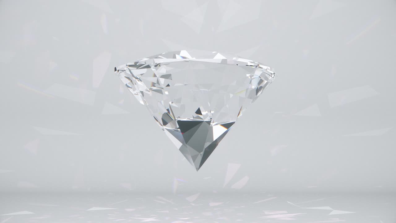 색 배경에 반사된 큰 반이는 은 다이아몬드 회전 루프