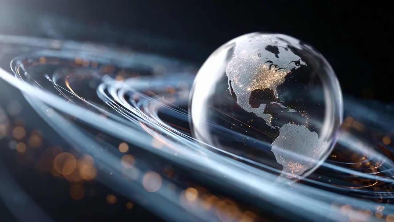 A Stunning Visual Representation of Earth Surrounded by Dynamic Light Trails and Cosmic Elements in a Futuristic and Enigmatic Space Environment