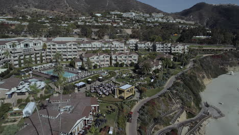cinematic shot of luxury hotel property in laguna beach, california. shot with a drone in 4k.