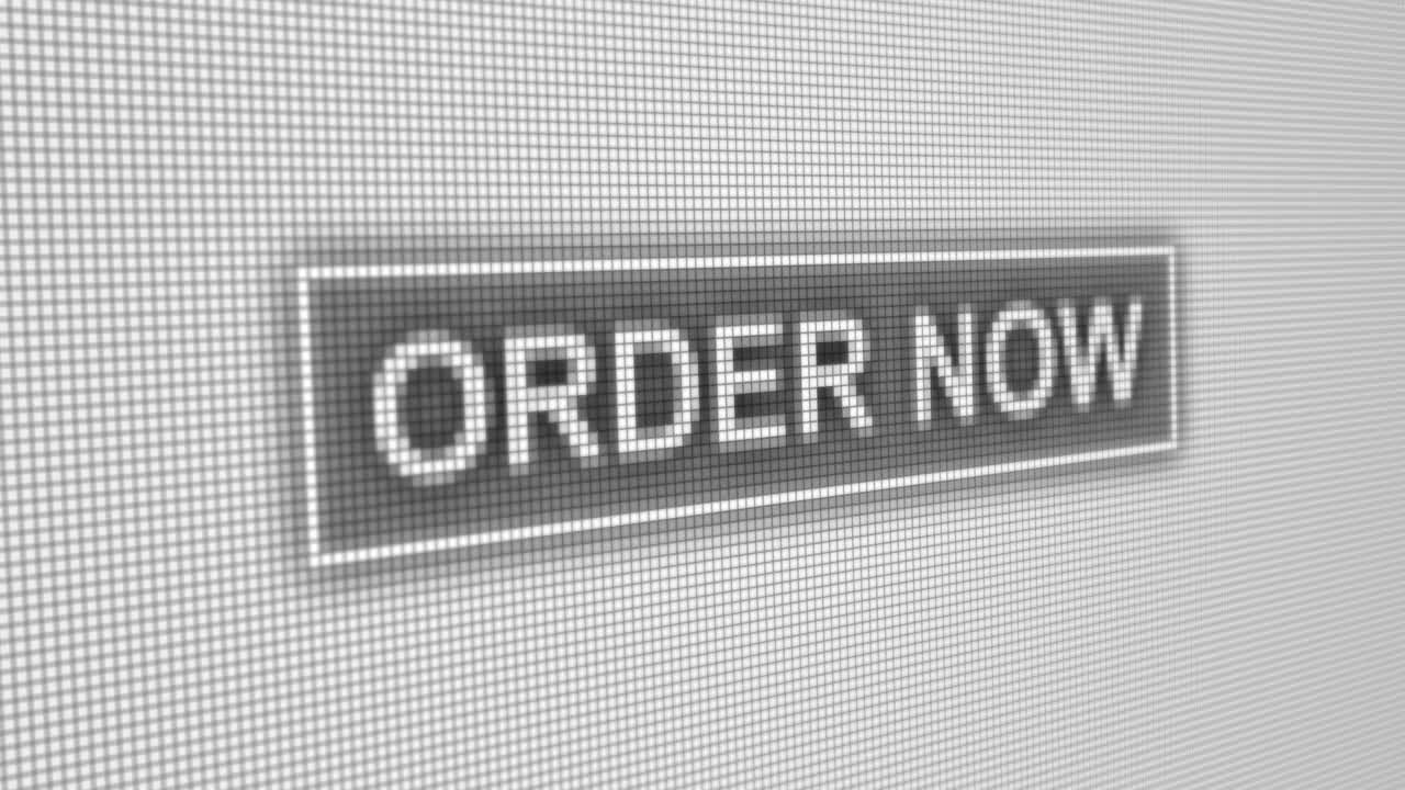 ahora botón de orden píxel animación de pantalla de computadora de cerca