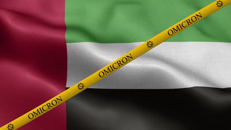variante de omicron y franja de prohibición en la bandera de los emiratos árabes unidos - bandera de los emirates árabes unidas