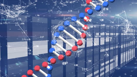 스크린에 대해 회전하는 dna 구조와 스크린에서 회전하는 dna 구조