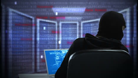 Composite-Video-Eines-Hackers,-Der-Einen-Laptop-Benutzt