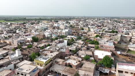 aerial view of dense badin cityscape, pakistan