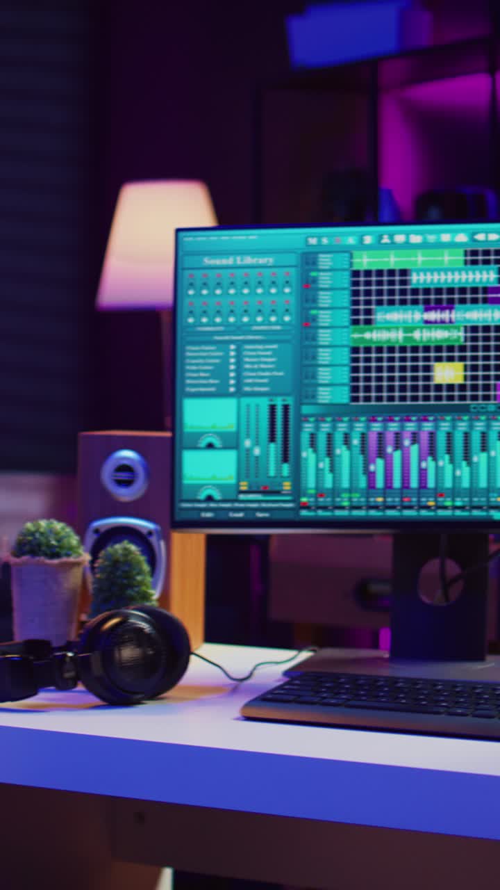 Music Production Software on Computer Monitor in Recording Studio