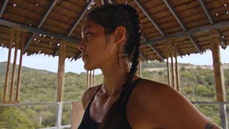 focused woman outdoors