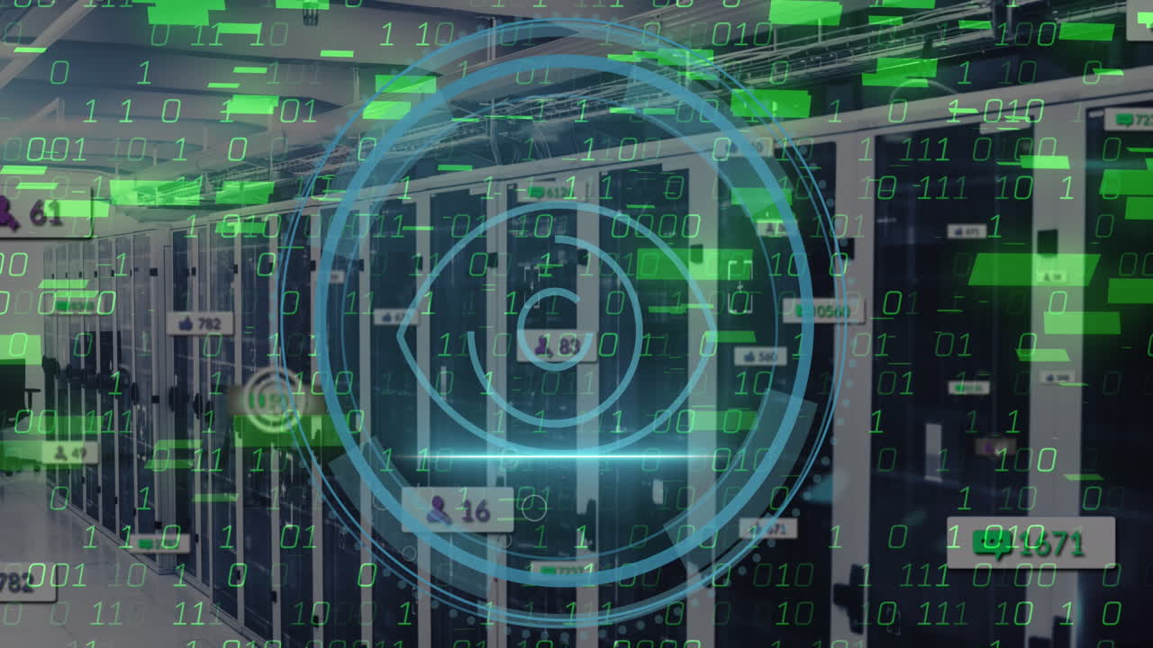 視網膜スキャナー アニメーション バイナリーコーディング ソーシャルメディアアイコン