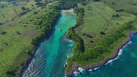 playa diamante or diamond beach, maria trinidad sanchez in dominican republic. aerial top-down view