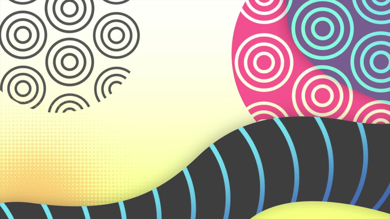 estilo corporativo con círculos coloridos geométricos y patrón de ondas