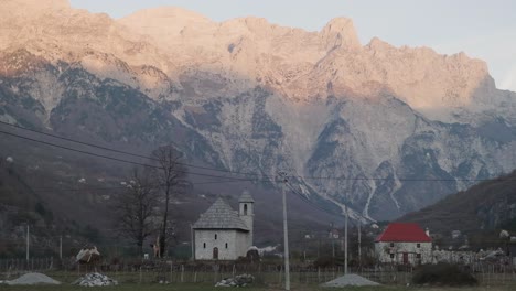 beautiful theth valley and thethi church in the albanian alps of albania