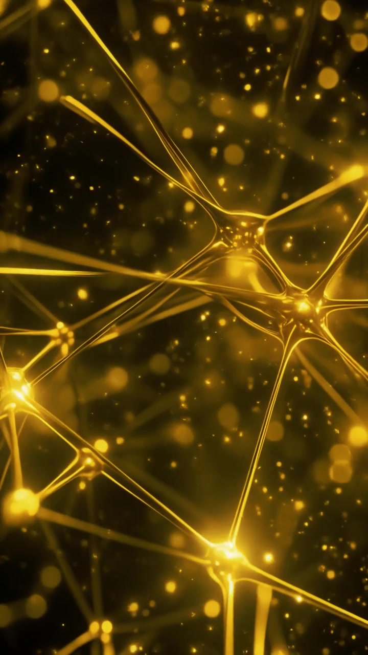 Abstrakt gylden neural netværksforbindelse med svævende partikler