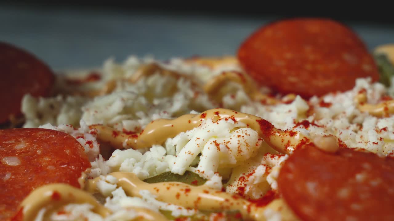 estoy preparando una pizza de pepperoni.