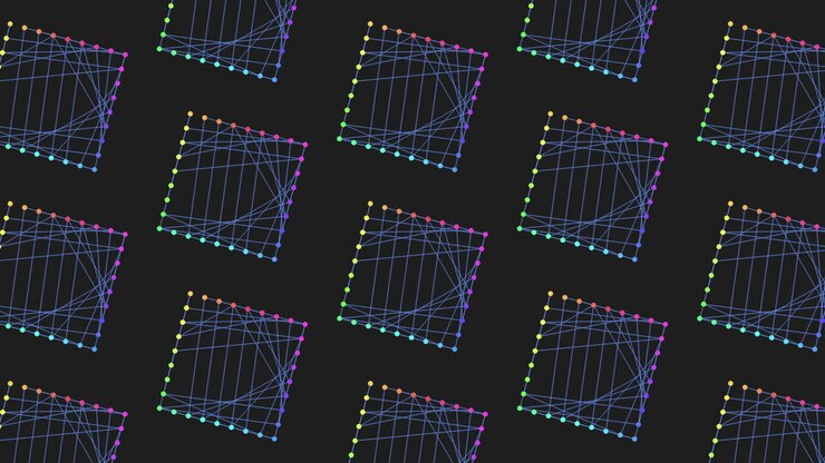 Vibrant colorful grid intricate pattern of lines and shapes