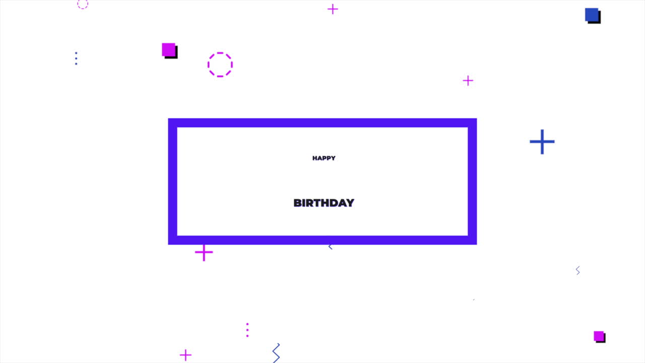 색 배경 에 스타일링 된 파란색 과 보라색 글자 를 가진 생일 축하 카드