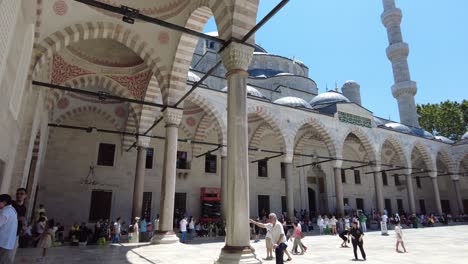 exterior view of the blue mosque in istanbul, turkey