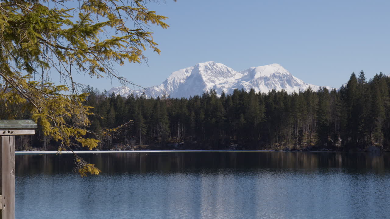 Serene Landscape Of Lake Hintersee In Bavaria, Germany. Static Shot