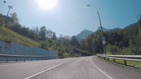 mountain road with cable car