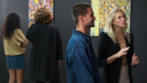 couple and friends at an art gallery