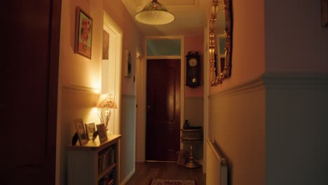 Vintage-clock-ticking-in-a-dark-corridor-at-night