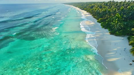 vista aérea de una playa tropical con palmeras y agua turquesa