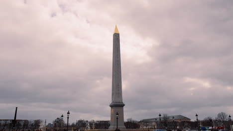 luxor obelisk against cloudy sky in paris, france - wide