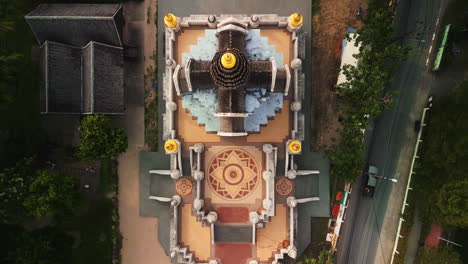 aerial view of a buddhist temple