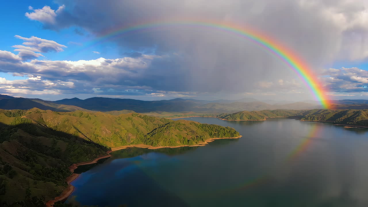 Rainbow over Mountain Lake
