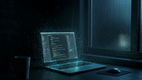Programming under the gentle patter of rain creates a unique atmosphere that sparks creativity and inspiration at night
