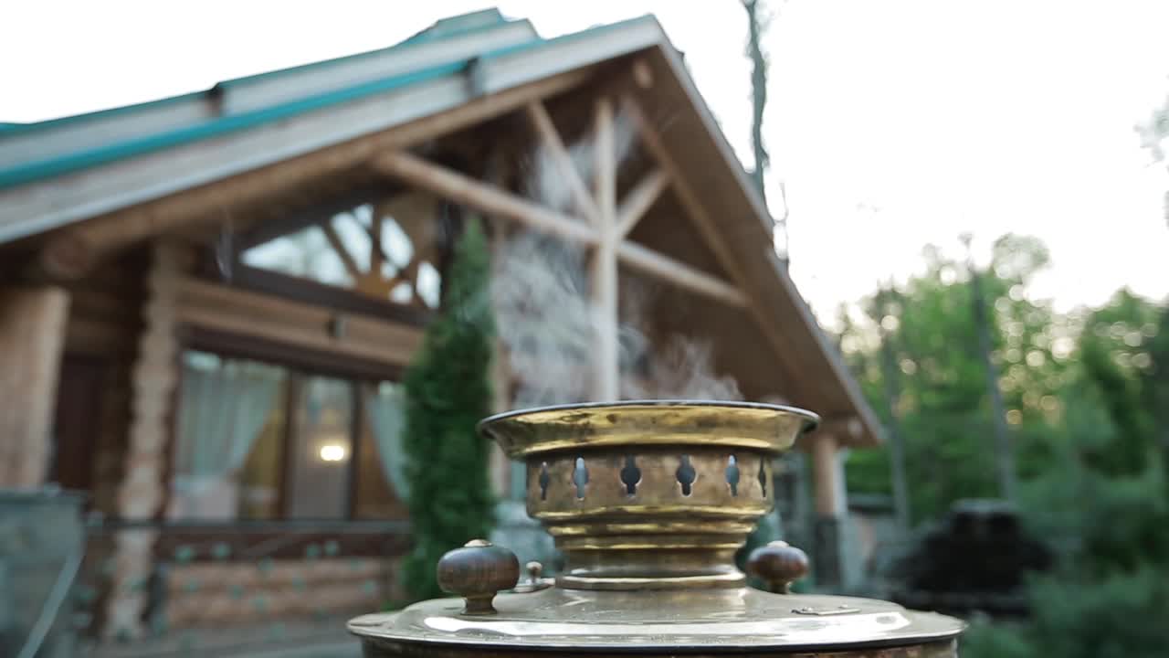 Vintage Metal Samovar. Vintage metal samovar on the street