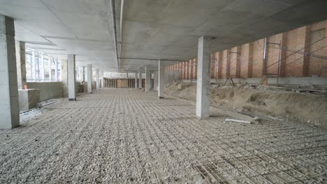 rebar lathing on sand and crushed stone for concrete reinforcement and strength