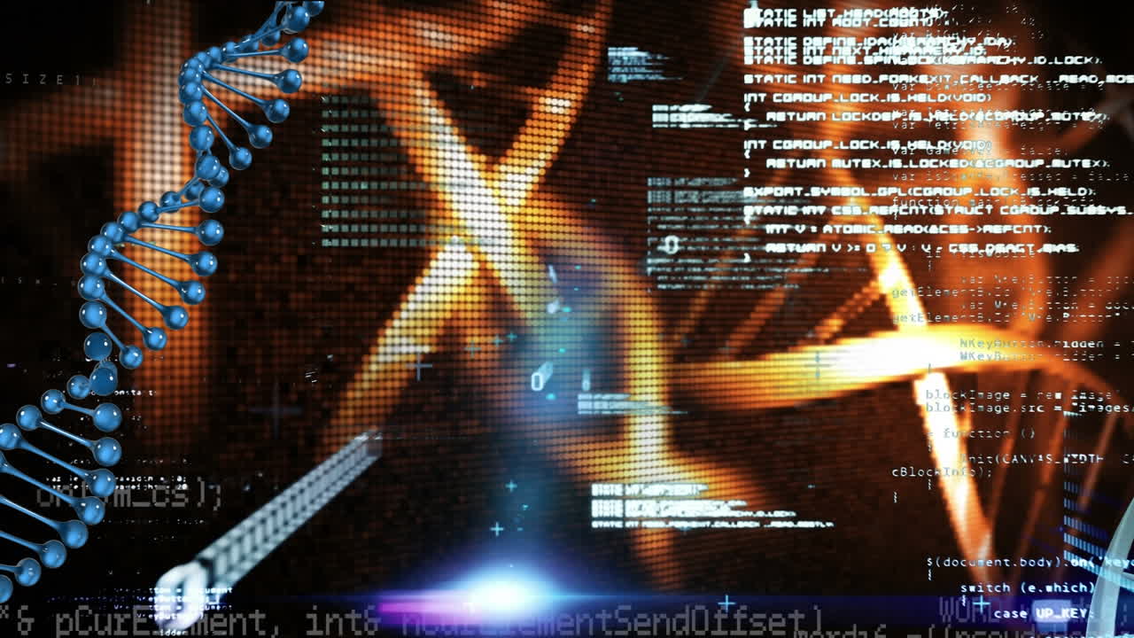 animación del procesamiento de datos sobre cadenas de adn