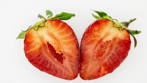 time lapse of rotting crushed strawberries and the development of mold on a white background, 4k video