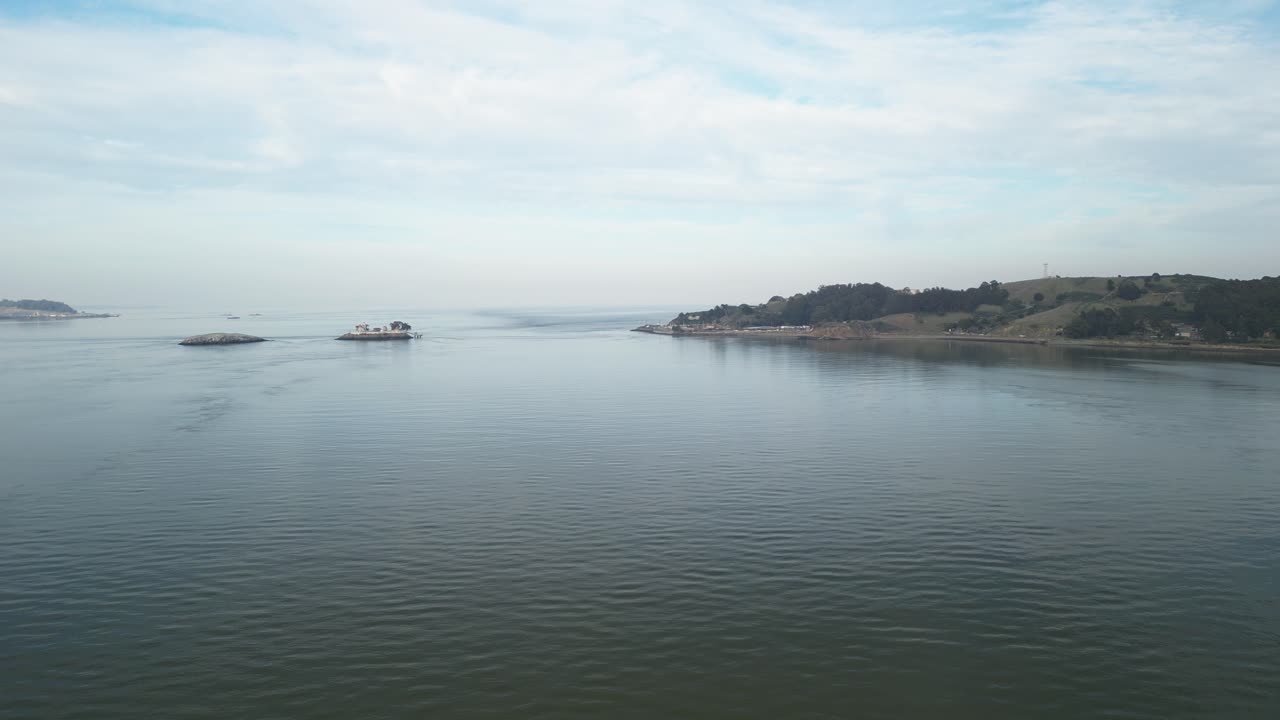 A static aerial view of Point Molate Beach, offering a unique perspective of the Bay Area’s coastal charm.