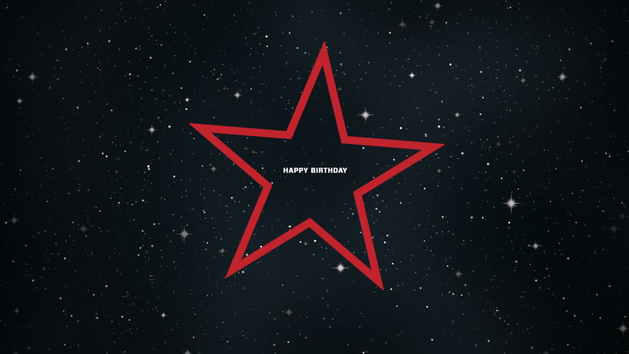 Happy Birthday with red star in black galaxy