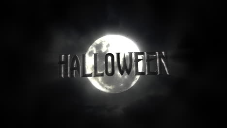 texto de animación halloween y animación mística fondo de halloween con luna oscura y nubes 1