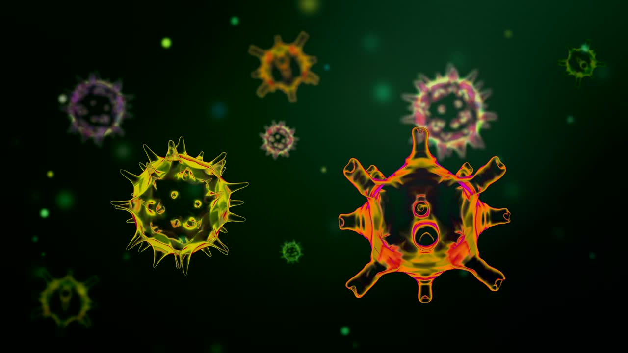Coronavirus COVID-19 Bacteria Microbiología Microscópica Animación en Bucle