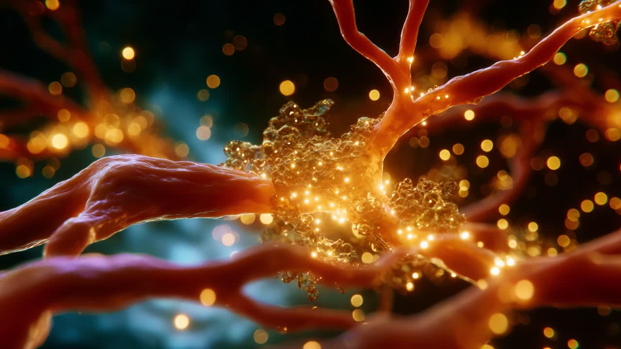 Intricate Visualization of Neuron Connections: A Stunning Close-Up Perspective Highlighting the Glowing Synapses and Neural Activity Within the Complex Network of the Nervous System