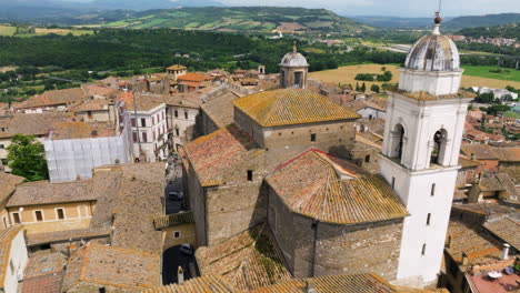 orte town in the region of lazio, italy - aerial pullback