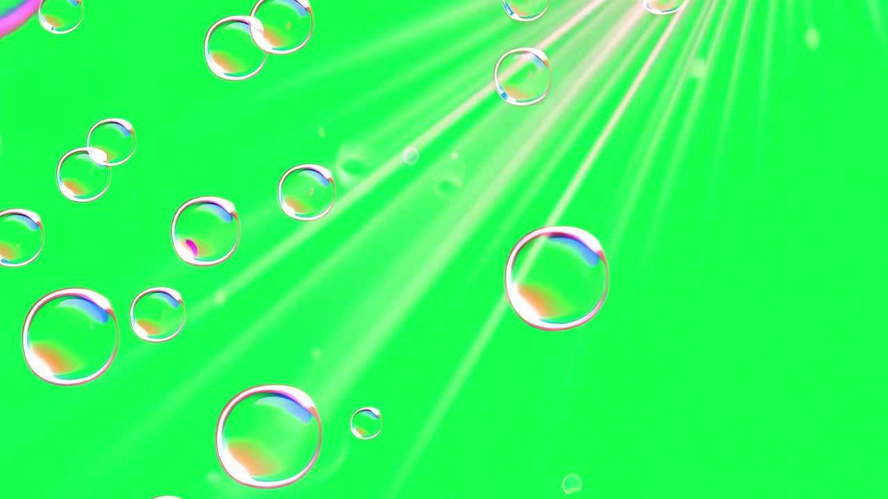 Bubbles floating animation, transparent 4K video, green screen