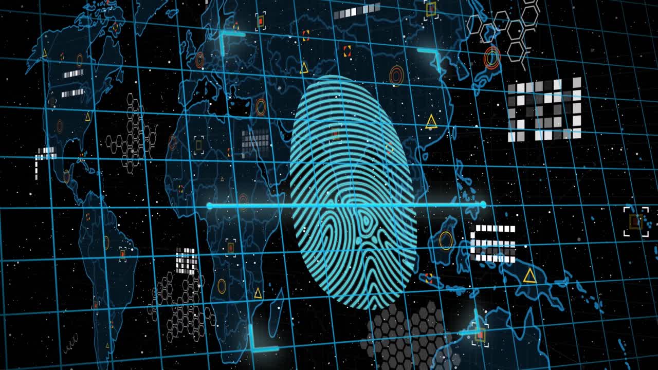 анимация обработки данных и сканирования вращающейся круговой машины метаверса на черном фоне