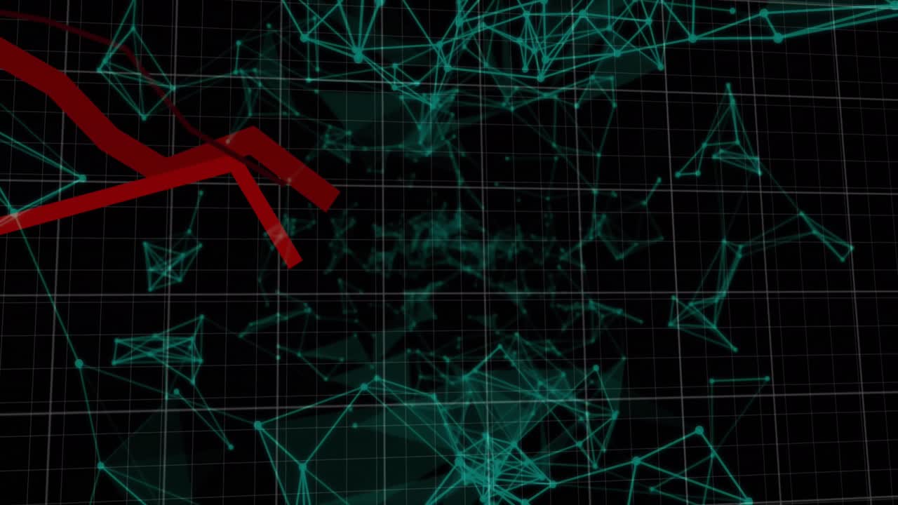 animación del gráfico financiero sobre las conexiones en fondo negro