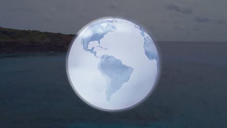 animation of planet earth over seashore