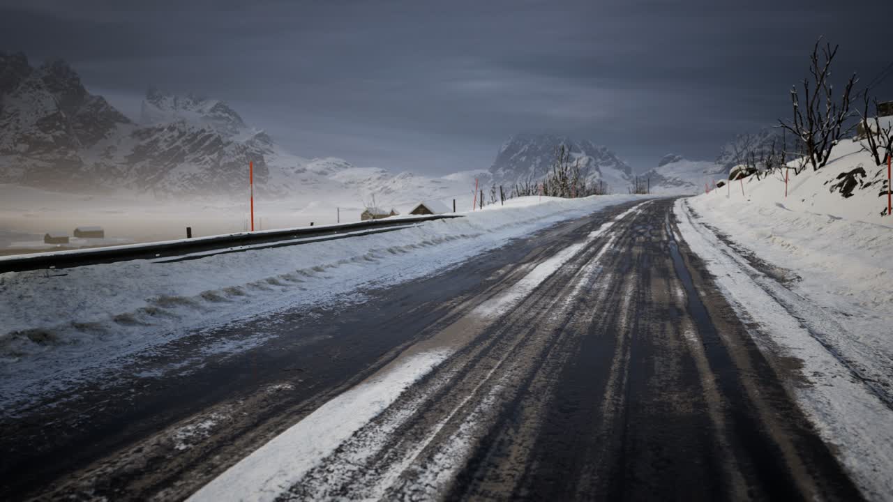 로포텐 섬 의 겨울 도로